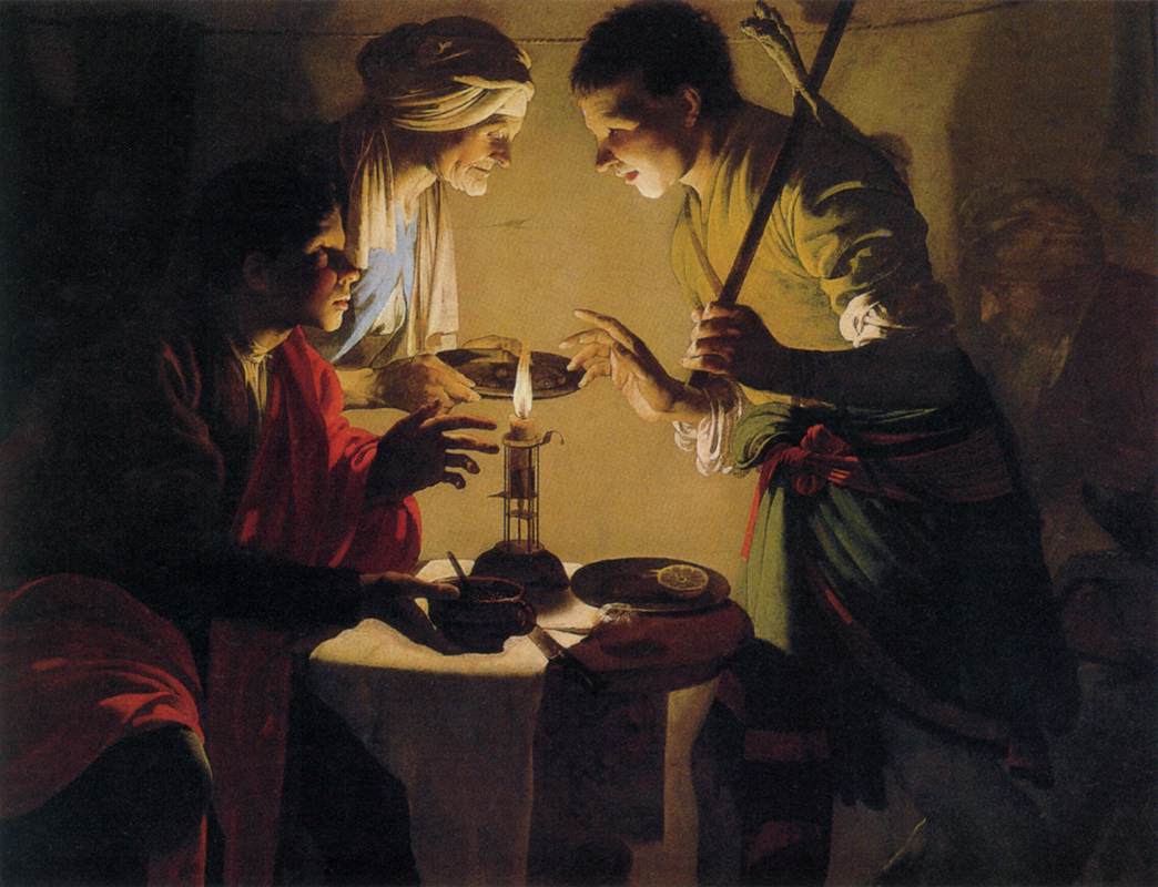 Esau bán quyền trưởng nam cho em là Jacob, tranh của Hendrick ter Brugghen
